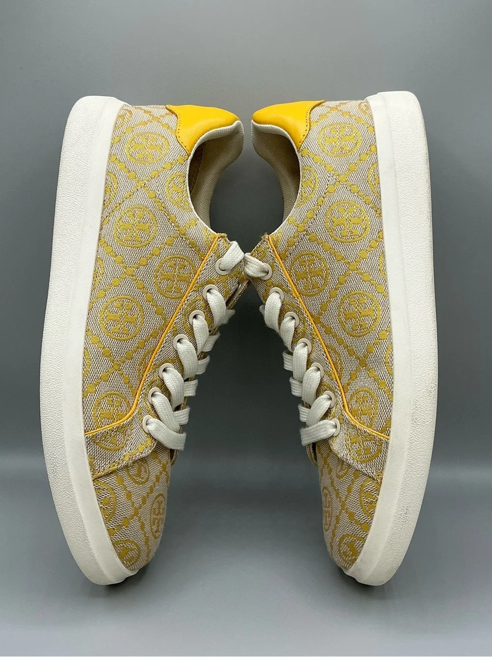 Tory Burch Howell T Monogram Goldfinch Yellow Low Top Sneakers